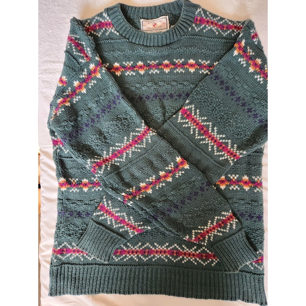 Vintage Pinnacle Collection Sweater Mens L/ Unisex Cotton Made USA Swst Knit